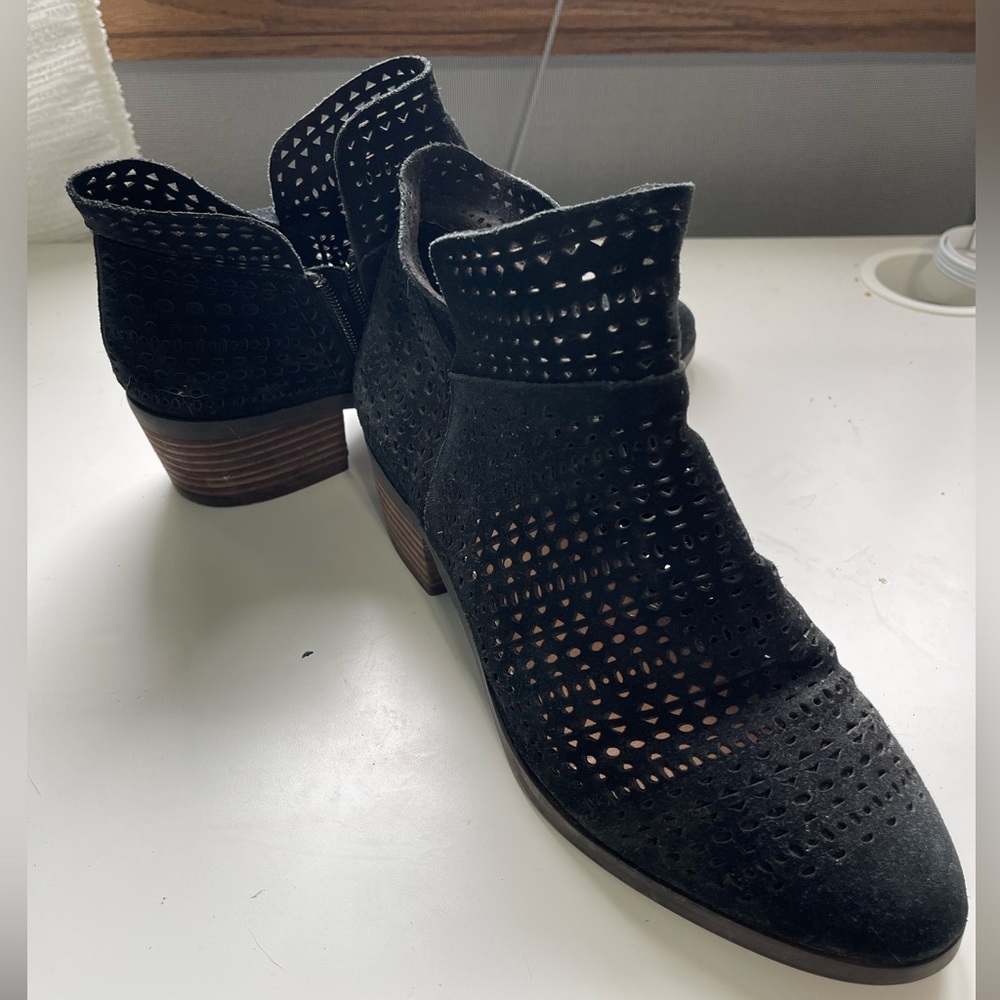 Crowne Vintage Black Suede cut-out Booties